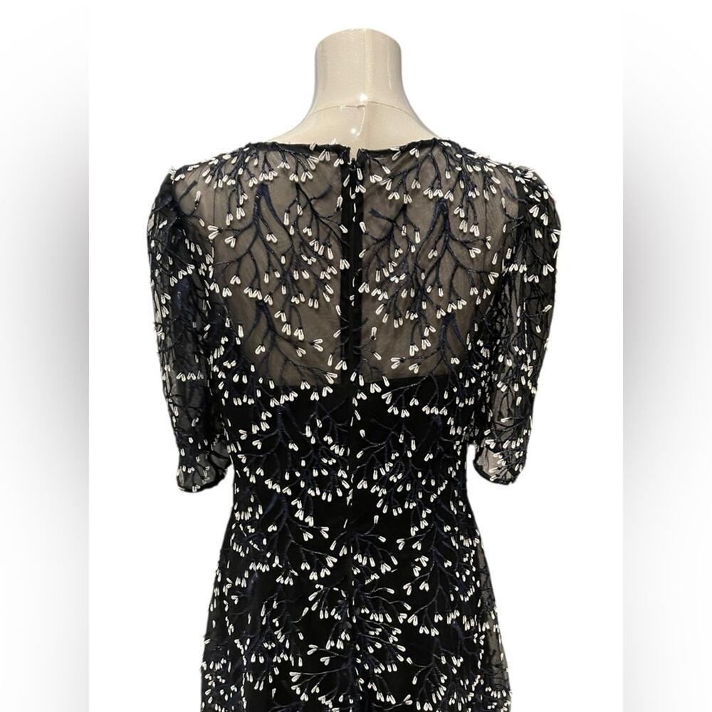 Teri Jon Black and White Floral Midi Dress Size:10 - Picture 6 of 11
